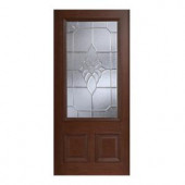 Main Door Mahogany Type Prefinished Antique Beveled Zinc 3/4 Glass Solid Wood Entry Door Slab