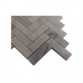Splashback Tile Oriental Sculpture Herringbone 1 in. x 3 in. Marble Tile - 6 in. x 6 in. Tile Sample