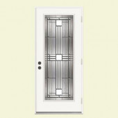 JELD-WEN Cordova Impact Full-Lite Primed White Steel Entry Door with Nickel Caming