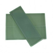Splashback Tile Contempo Spa Green Polished 4 in. x 12 in. Glass Subway Floor and Wall Tile