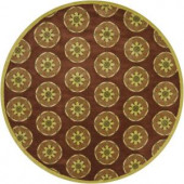 Chandra Dharma Brown/Lime 7 ft. 9 in. Round Area Rug