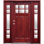 Pacific Entries Craftsman 6 Lite Stained Mahogany Wood Entry Door with 6 in. Wall Series and 14 in. Sidelites