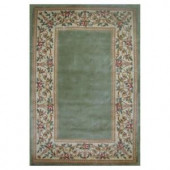 Kas Rugs Lush Floral Border Sage 2 ft. 6 in. x 4 ft. 2 in. Area Rug