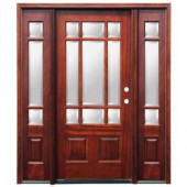 Pacific Entries Craftsman 9 Lite Stained Mahogany Wood Entry Door with 6 in. Wall Series and 14 in. Sidelites