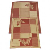 Fireside Patio Mats Elegant Butterfly Burgundy and Coral 9 ft. x 12 ft. Polypropylene Indoor/Outdoor Reversible Patio/RV Mat