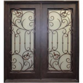 Trento Iron Doors 126W Full Lite Dark Bronze Wrought Iron Entry Door
