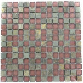 Splashback Tile Tectonic Squares Multicolor Slate And Rust12 in. x 12 in. Glass Mosaic Floor and Wall Tile