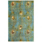 Kas Rugs Peacock Quill Light Blue 7 ft. 9 in. x 10 ft. 6 in. Area Rug
