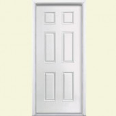 Masonite 6-Panel Primed Smooth Fiberglass Entry Door with Brickmold