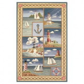 Kas Rugs Cape Cod Coast Line Blue 3 ft. 6 in. x 5 ft. 6 in. Area Rug