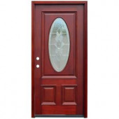 Pacific Entries Traditional 3/4 Oval Stained Mahogany Wood Entry Door with 6 in. Wall Series