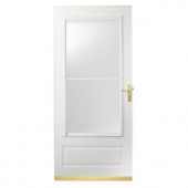 400 Series 34 in. White Aluminum Self-Storing Storm Door with Brass Hardware