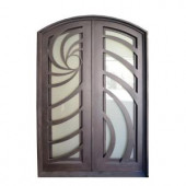 Trento Iron Doors Contemporary Full Lite Dark Bronze Wrought Iron Entry Door