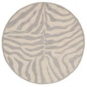 LR Resources Fashion Taupe and Silver Zebra 7 ft. 9 in. x 7 ft. 9 in. Round Plush Indoor Area Rug