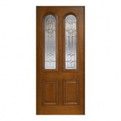 Main Door Mahogany Type Prefinished Cherry Beveled Brass Twin Arch Glass Solid Wood Entry Door Slab