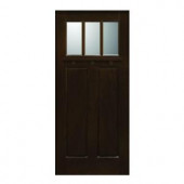 Main Door Craftsman Collection 3 Lite Prefinished Antique Solid Mahogany Type Wood Slab Entry Door