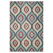 Kas Rugs Abstract Wave Teal/Lime 9 ft. x 13 ft. Area Rug