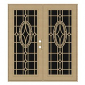 Unique Home Designs Modern Cross 60 in. x 80 in. Desert Sand Left-Hand Surface Mount Aluminum Security Door with Charcoal Insect Screen