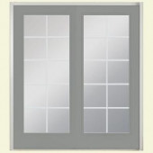 Masonite 60 in. x 80 in. Silver Cloud French Prehung Left-Hand Inswing 10-Lite Patio Door with No Brickmold in Vinyl Frame