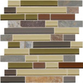 Daltile Slate Radiance Cactus 11-3/4 in. x 12-1/2 in. x 8 mm Glass and Stone Random Mosaic Blend Wall Tile