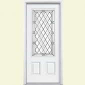 Masonite Halifax Three Quarter Rectangle Primed Steel Entry Door with Brickmold