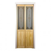 Pinecroft 703 Series 30 in. x 80-1/2 in. Unfinished Glass Over Panel Parisienne Universal/Reversible Bi-Fold Door