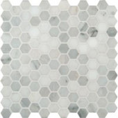 MS International Greecian White Hexagon 12 in. x 12 in. Polished Marble Mesh-Mounted Mosaic Floor and Wall Tile