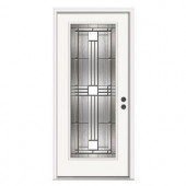 JELD-WEN Cordova Full-Lite Primed White Steel Entry Door with Brickmould and Nickel Caming