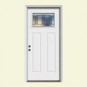 JELD-WEN Premium Madison Craftsman Primed Steel Entry Door with Brickmold