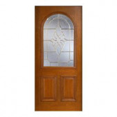 Main Door Mahogany Type Prefinished Cherry Beveled Brass Roundtop Glass Solid Wood Entry Door Slab