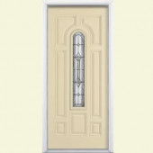 Masonite Providence Center Arch Painted Smooth Fiberglass Entry Door with Brickmold