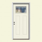 JELD-WEN Premium Madison Craftsman Painted Steel Entry Door with Brickmold