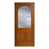 Main Door Mahogany Type Prefinished Cherry Beveled Zinc Roundtop Glass Solid Wood Entry Door Slab