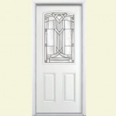 Masonite Chatham Camber Top Half Lite Primed Smooth Fiberglass Entry Door with Brickmold