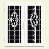 Unique Home Designs Modern Cross 72 in. x 80 in. White Left-Hand Surface Mount Aluminum Security Door with Black Perforated Screen