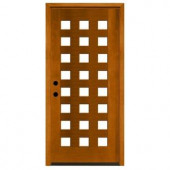 Steves & Sons Modern 24 Lite Obscure Stained Mahogany Wood Right-Hand Entry Door with 6 in. Wall