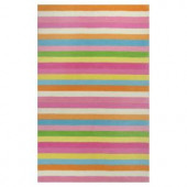 Kas Rugs Girls Stripe Pink/Ivory 5 ft. x 7 ft. 6 in. Area Rug