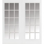 Masonite 72 in. x 80 in. Primed Prehung Right-Hand Inswing 15 Lite Int Grille Smooth Fiberglass Patio Door with Brickmold