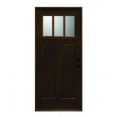 Main Door Craftsman Collection 3 Lite Prefinished Antique Mahogany Type Solid Wood Entry Door