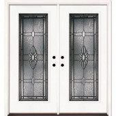 Feather River Doors Sapphire Patina Full Lite Primed Smooth Fiberglass Double Entry Door