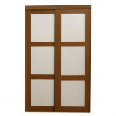 TRUporte 2310 Series 72 in. x 80 in. 3-Lite Tempered Frosted Glass Composite Cherry Interior Sliding Door