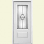 Masonite Texas Star Half Lite Three Quarter Primed Smooth Fiberglass Entry Door with Brickmold