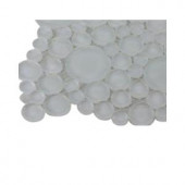 Splashback Tile Contempo Bright White Circles Glass - 6 in. x 6 in. Tile Sample