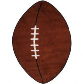 LA Rug Inc. Fun Time Shape Football Brown and White 28 in. x 45 in. Area Rug