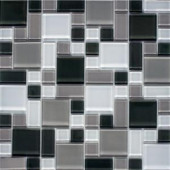 Instant Mosaic 12 in. x 12 in. Peel and Stick Gray and White Glass Wall Tile