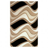 Kas Rugs Abstract Waves Black/Beige 8 ft. x 10 ft. 6 in. Area Rug