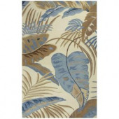 Kas Rugs Landscape Palm Ivory/Blue 3 ft. 3 in. x 5 ft. 3 in. Area Rug