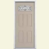 Masonite Halifax Camber Fanlite Painted Smooth Fiberglass Entry Door with Brickmold