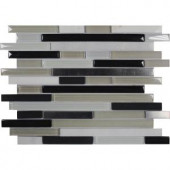 MS International White Plains Interlocking 12 in. x 12 in. Glass/Metal/Stone Mesh-Mounted Wall Tile