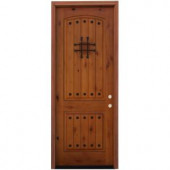 Pacific Entries Flush Stained Knotty Alder Wood Entry Door with 6 in. Wall Series and 8 ft. Height Series